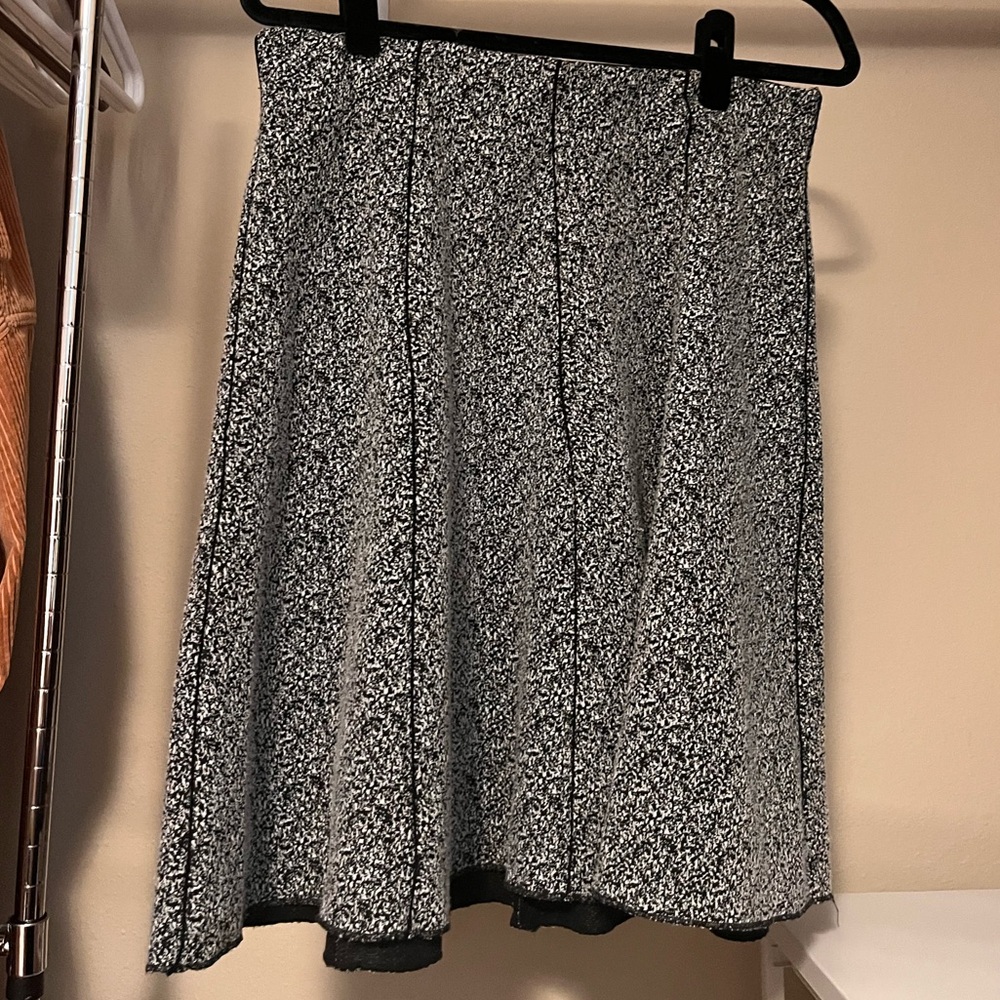 GNW Black and White Patterned A-Line Skirt